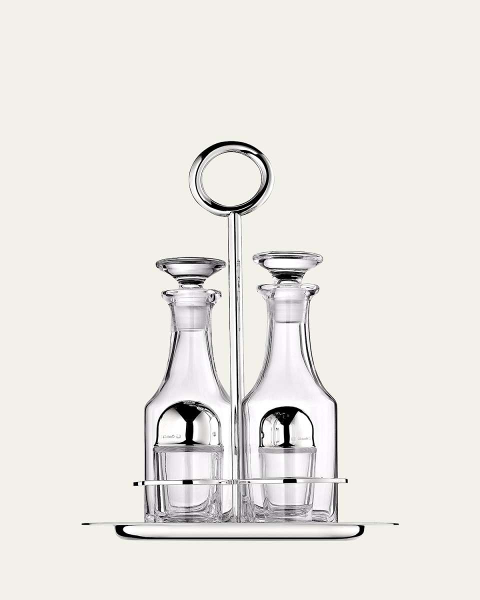 Vertigo Silver-Plated Oil & Vinegar Cruet Set with Stand